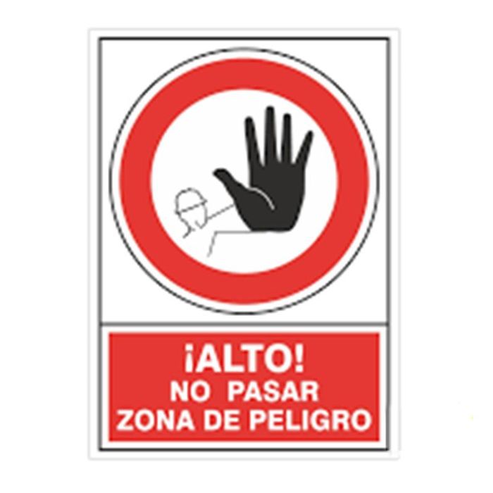 DUVER 418 Señal de Plástico ¡Alto! No Pasar Zona De Peligro 490X345