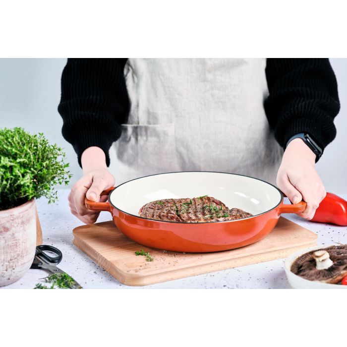 Sartén grill - ACOGEDORA Y MODERNA - FONTESTIC - Hierro fundido esmaltado - Ø28 cm - Apta para todo tipo de cocinas, incluida la de inducción - Inoxidable 2