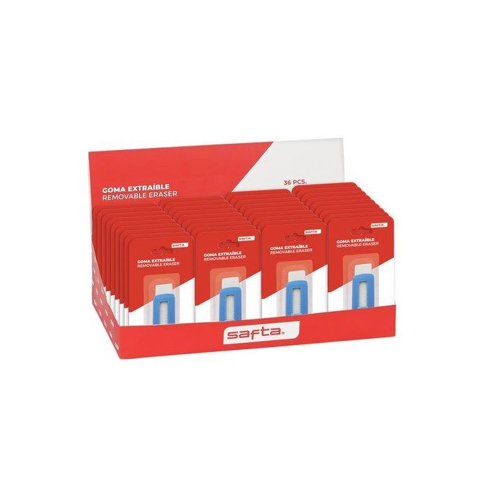 Goma De Borrar Safta Extraible Forma De Cuter Expositor De 36
