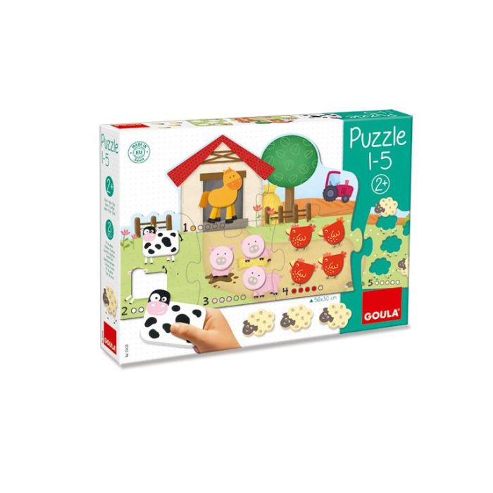 Goula Puzzle 1-5 53438 Aprende a Contar con Animales de Granja de Madera para +12 meses 1