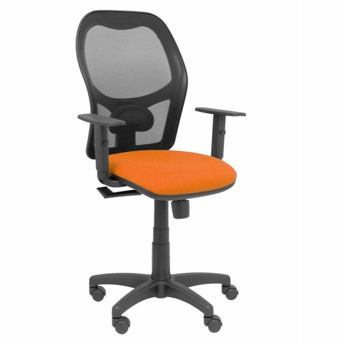 PIQUERAS Y CRESPO Silla Alocen malla negra asiento bali naranja brazos regulables PIQUERAS Y CRESPO Silla Alocen malla negra asiento bali naranja brazos regulables