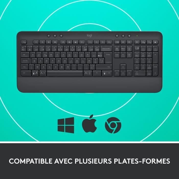 Logitech - Teclado inalámbrico - Ergonomico completo con - SEADSETS -SIGNATURA K650 - Graphite 5