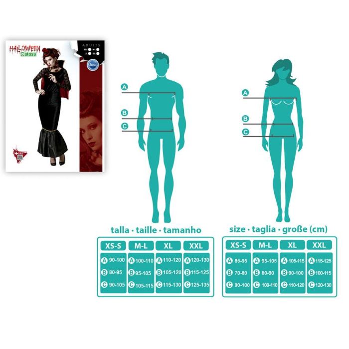 Disfraz de Vampiresa para Mujer con Vestido Negro, Capa y Detalles de Encaje - Talla M-L, Perfecto para Halloween o Fiestas Temáticas 3