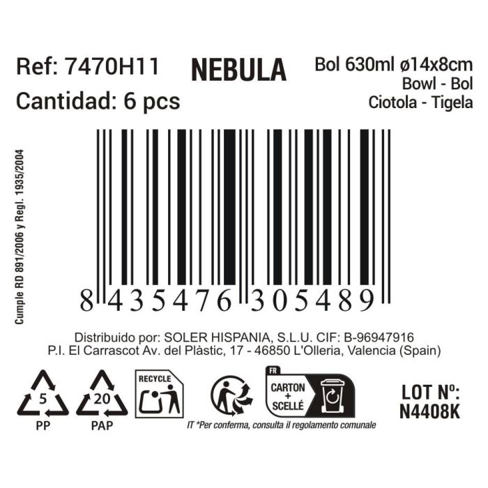 La Mediterranea Bol 630 ml Ø 14 x 8 cm "Nebula" Md 2
