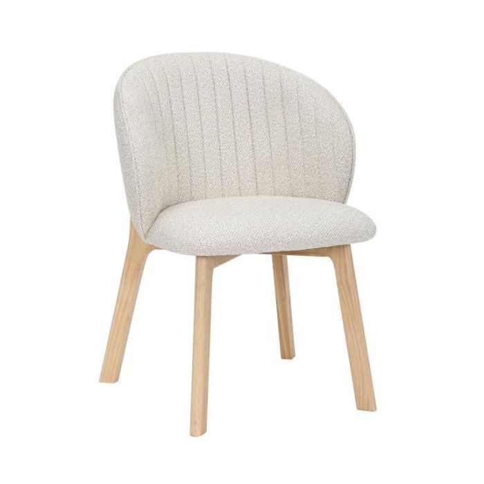 DKD Home Decor Silla Scandi de Comedor Beige/Natural, Madera de Hevea/Poliéster, 58x58x79 cm (2 Unidades)