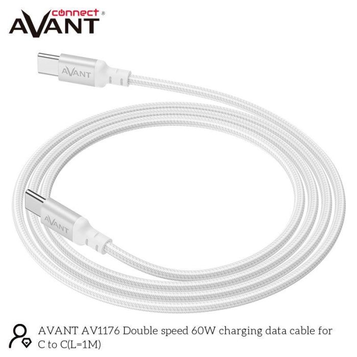 AVANT CONNECT Cable de carga rápida trenzado USB A a USB C 1m 60W PD