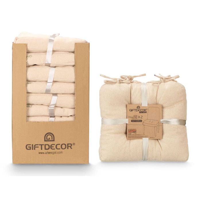 Set 2 Cojines Silla Beige 40X40Cm Giftdecor (6 Unidades) 2 Set 2 Cojines Silla Beige 40X40Cm Giftdecor (6 Unidades) 2