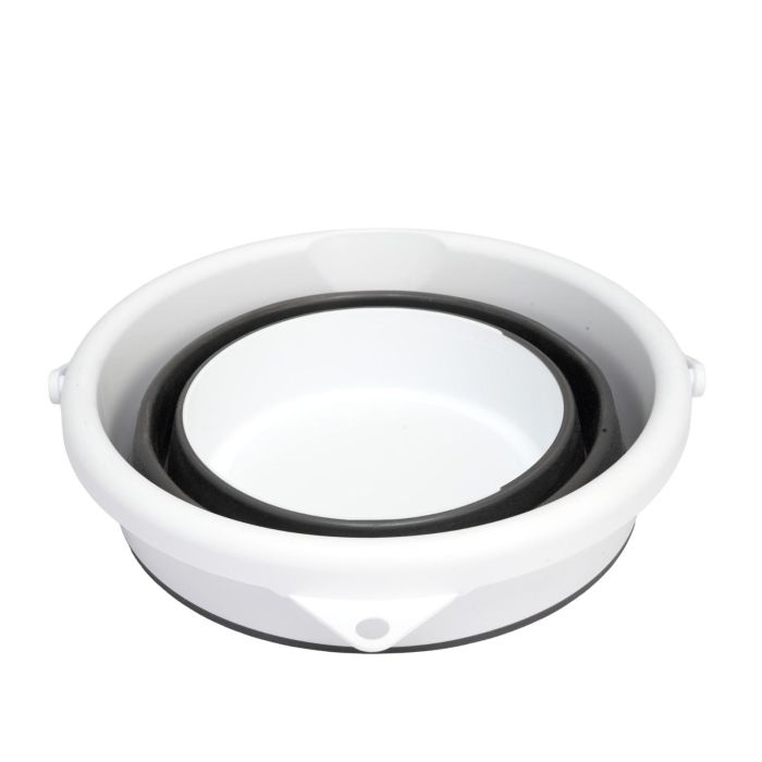 Inde Cubo Plegable 7 Litros, Cubo de Plástico con Asas, 27 x 27 x 23.5 cm, Capacidad 7L, Color Gris (12 Unidades)