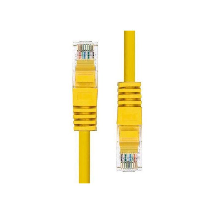 ProXtend Cable Ethernet CAT5e U/UTP Cobre PVC Amarillo 1m, Reforzado con Protección Anti-enganches y Alivio de Tensión 1