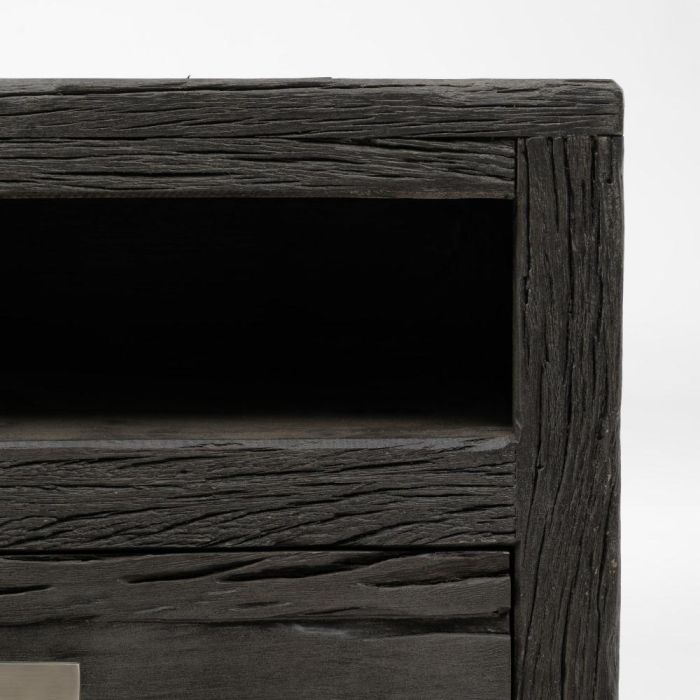 Mueble Tv Negro Madera / Acero Salón 160 X 40 X 59 cm