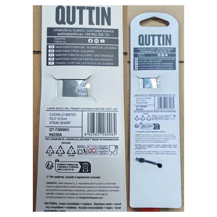 Cuchillo Bistec Filo 10.5 cm Packwood - Quttin (36 Unidades) 3 Cuchillo Bistec Filo 10.5 cm Packwood - Quttin (36 Unidades) 3