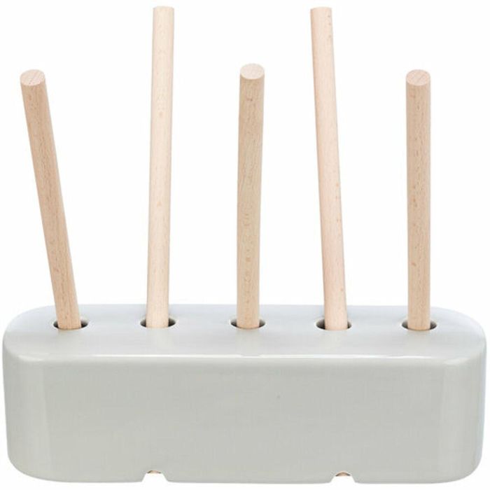 Comedero Trixie Gris Madera Cerámica 26 × 23 × 17 CM Heno 3