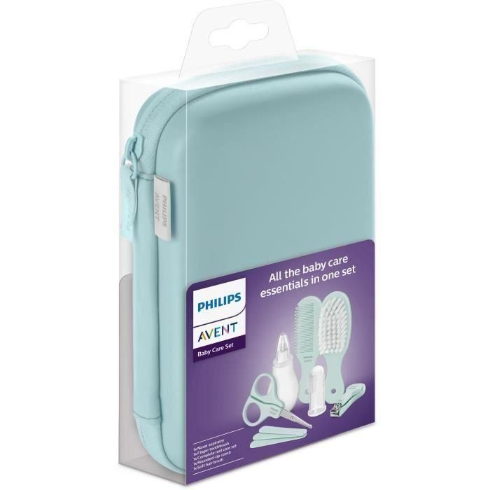 Kit de cuidado para bebés Philips Avent: cortaúñas, tijeras, 3 limas, peine, cepillo para el pelo, aspirador nasal y cepillo de dientes. 2 Kit de cuidado para bebés Philips Avent: cortaúñas, tijeras, 3 limas, peine, cepillo para el pelo, aspirador nasal y cepillo de dientes. 2