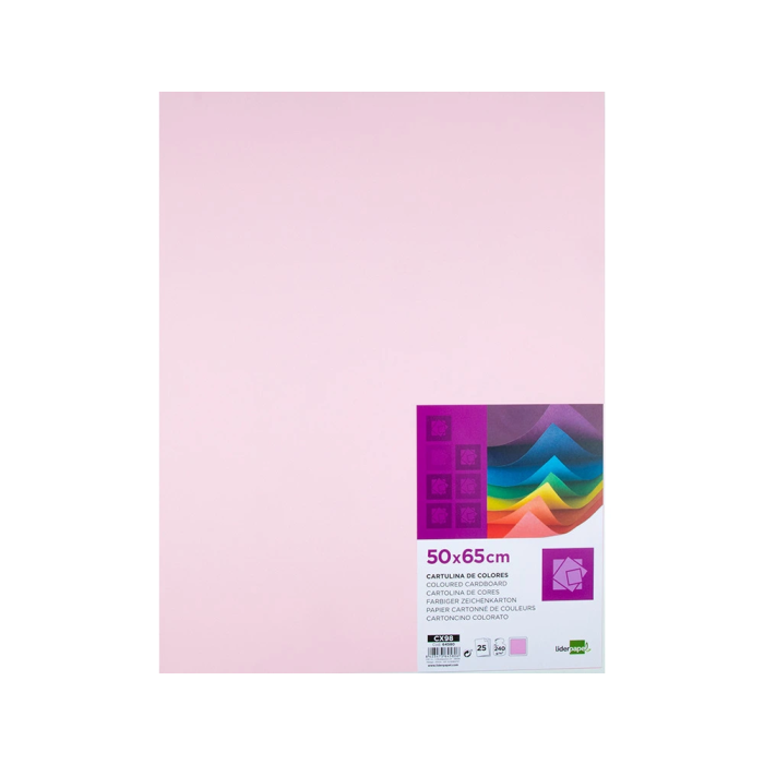 Liderpapel Cartulina Rosa 50x65 cm 240g/m2 Paquete de 25 Hojas para Dibujo y Manualidades 1