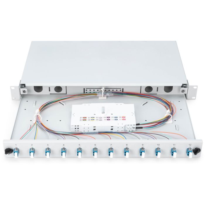 DIGUTUS LWL Spleißbox 1HE bestückt 12x LC DX OS2 grau 3