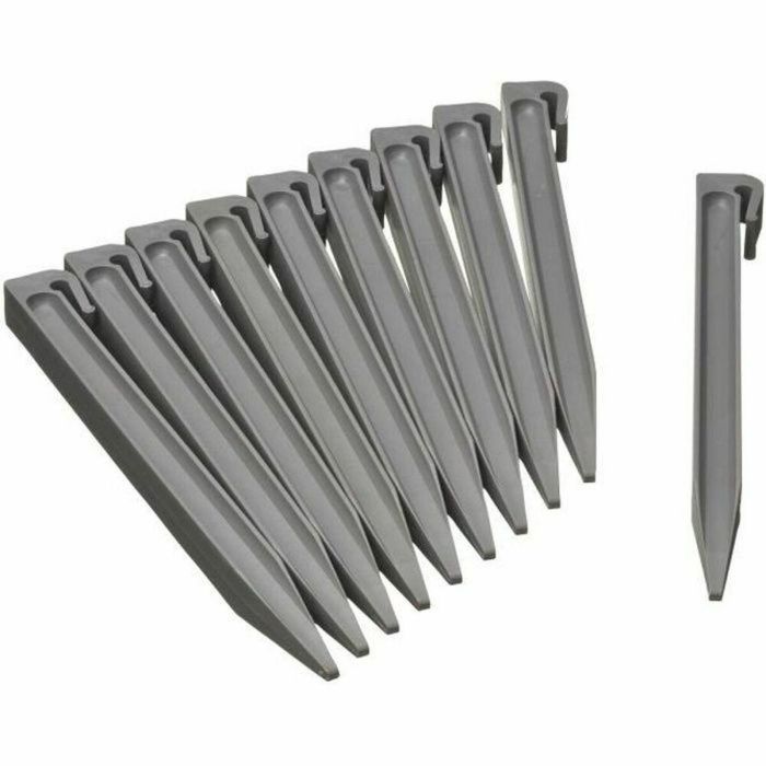 Nature Anclajes para bordes de jardín de polietileno reciclado - Bolsa de 10 estacas, H 26.7 x 1.9 x 1.8 cm, Gris - Fijación por encaje o atornillado