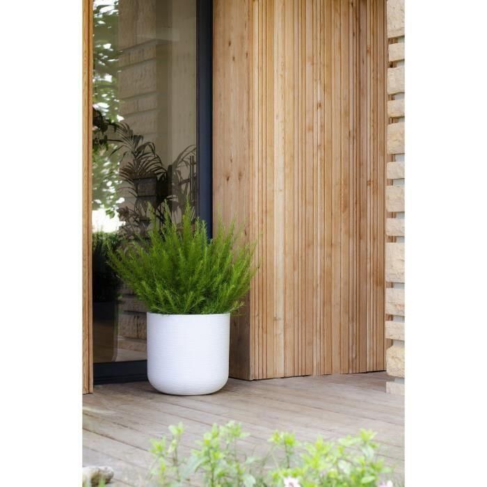 EDA PLASTIQUE Maceta redonda Graphit'Up 40 cm 32,5 L Blanco cal para interior y exterior con retención de agua 2