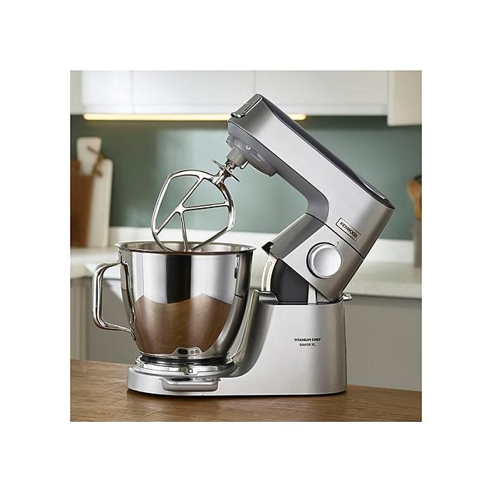 Kenwood KVL85.004SI Titanium Chef Baker XL - Batidora Amasadora Planetaria, 7 L, 1200 W, Función Turbo, Color Plata