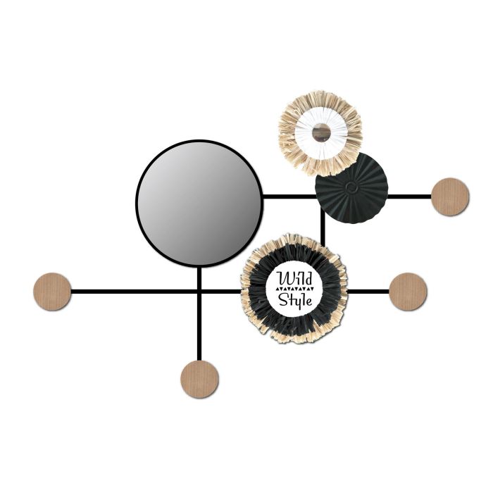 DKD Home Decor Decoración Pared Colonial Alika Metal Espejo Marrón Negro 4x40x57 cm (4 Unidades)