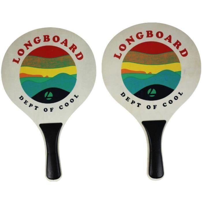 Set de raqueta de playa de madera y 1 pelota - LONGBOARD - VB1 - Infantil - Multicolor