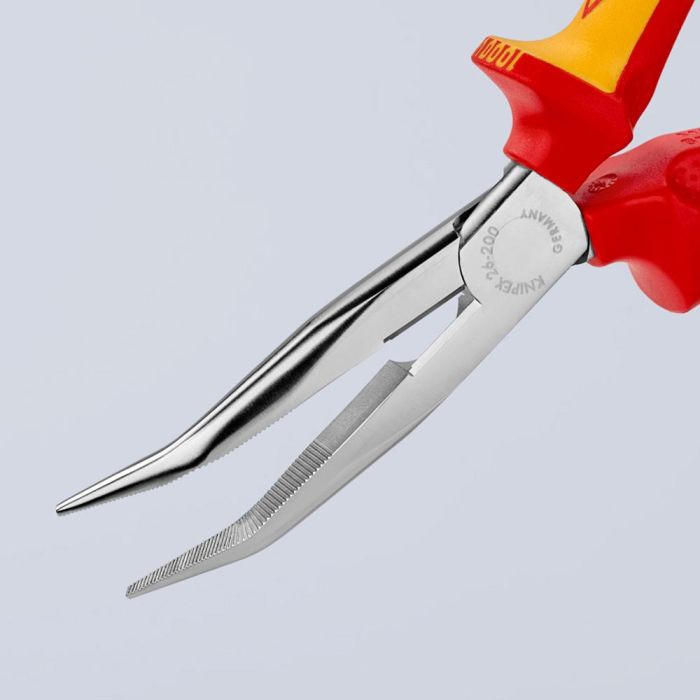 Knipex Alicates de Boca de Cigüeña Curvo 200 mm, Puntas de Precisión Elásticas, Mangos VDE, Acero Eléctrico Vanadio, 200 x 56 x 19 mm 4