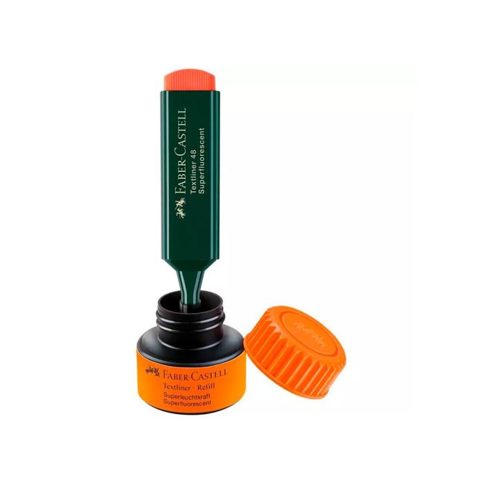 Tinta Rotulador Faber Castell Textliner Fluorescente 1549 Con Sistema Capilar Color Naranja Bote 30 mL 2