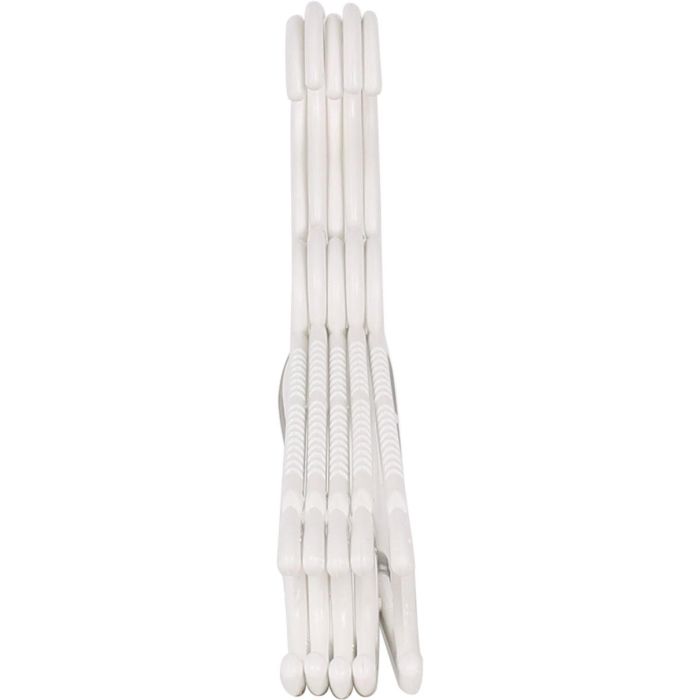Set de 5 perchas de plástico blanco, 37x18.5 cm, marca Dem (12 Cajas) 1 Set de 5 perchas de plástico blanco, 37x18.5 cm, marca Dem (12 Cajas) 1