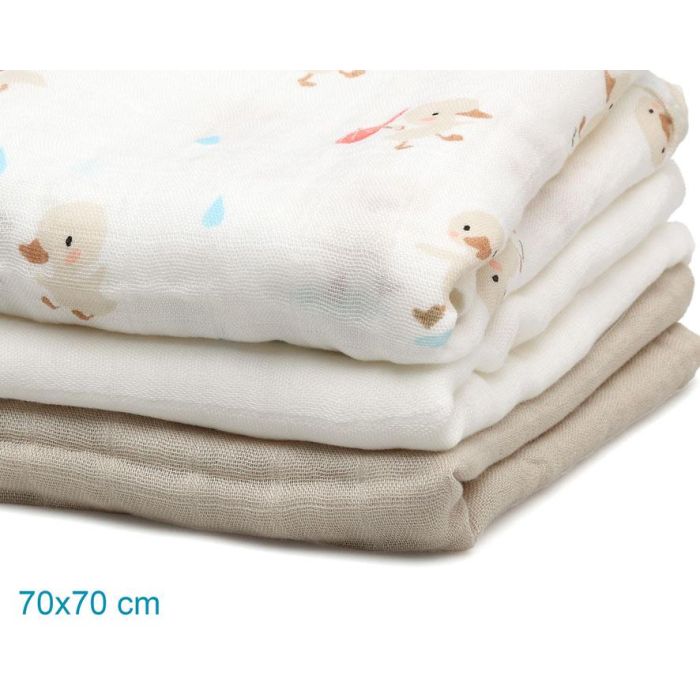 Muselina 70x70 cms Bambú Beige 3 Unidades 3 Muselina 70x70 cms Bambú Beige 3 Unidades 3