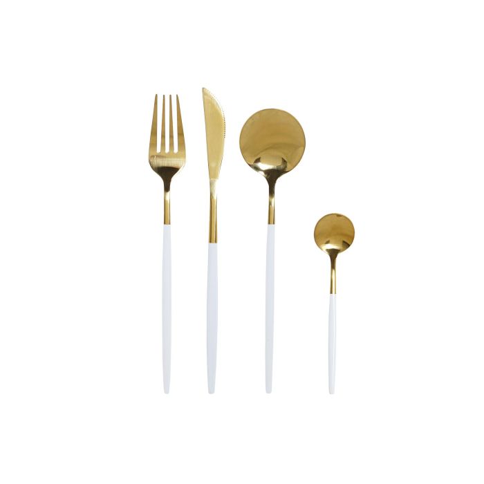 Cuberteria Basicos DKD Home Decor Dorado Blanco 2.5 x 20.5 x 4.5 cm Set de 16 1 Cuberteria Basicos DKD Home Decor Dorado Blanco 2.5 x 20.5 x 4.5 cm Set de 16 1