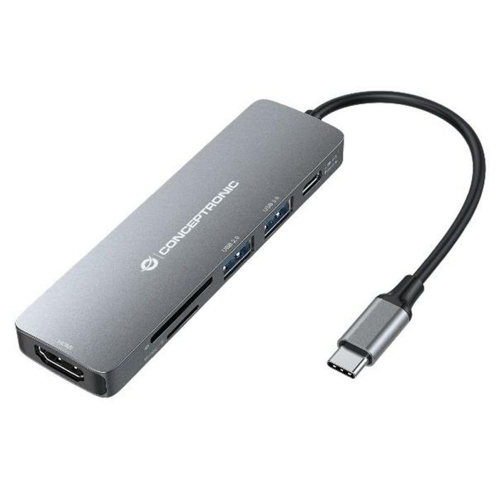Hub USB Conceptronic 110517507201 Gris Hub USB Conceptronic 110517507201 Gris