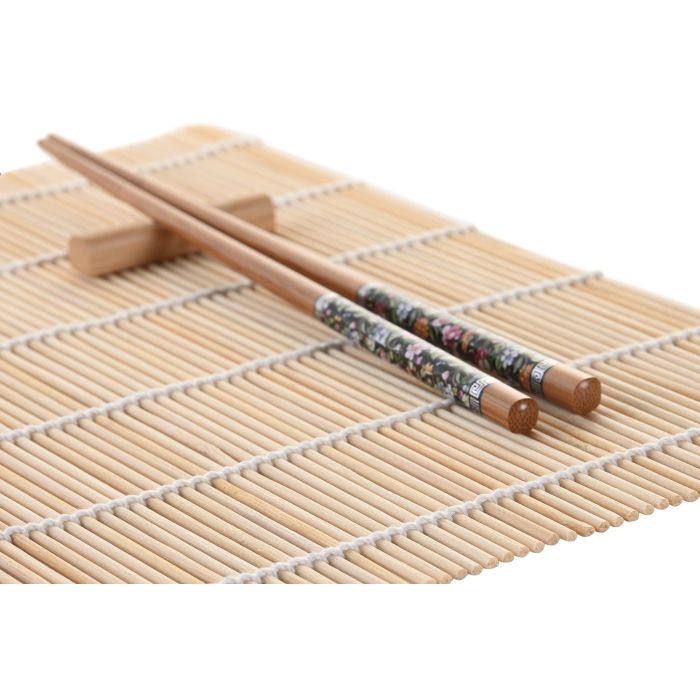 DKD Home Decor Set de Sushi Oriental Verde 16 Piezas Bambú y Gres Apto Microondas y Lavavajillas 14.5x14.5x35 cm 3