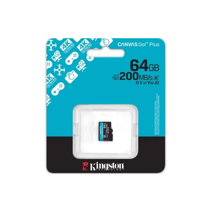 Kingston Tarjeta de Memoria SDCG4/64GBSP microSDXC Canvas Select Plus 64GB U3 V30 A2 200MB/s Clase 10 2 Kingston Tarjeta de Memoria SDCG4/64GBSP microSDXC Canvas Select Plus 64GB U3 V30 A2 200MB/s Clase 10 2