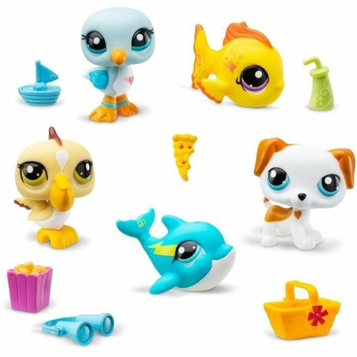 Bandai Littlest Pet Shop Set Coleccionista Tema de Playa BF00517 con 5 Animales y Accesorios 4