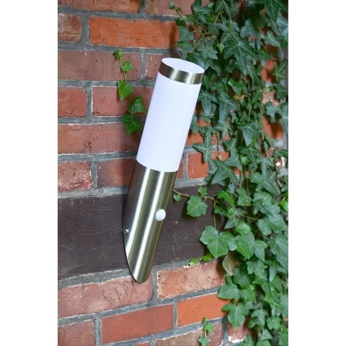 Aplique de exterior con Detector de Acero Inoxidable H40cm acero inoxidable satinado - BRILLIANT - Chorus - Metal - Halógeno - IP44 Aplique de exterior con Detector de Acero Inoxidable H40cm acero inoxidable satinado - BRILLIANT - Chorus - Metal - Halógeno - IP44