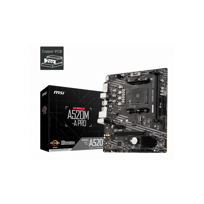 MSI A520M-A PRO placa base AMD A520 Zócalo AM4 micro ATX 4 MSI A520M-A PRO placa base AMD A520 Zócalo AM4 micro ATX 4