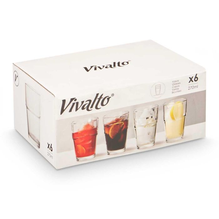 Vaso Cristal Apilable 270Ml Vivalto 7X10CM (48 Unidades) 1 Vaso Cristal Apilable 270Ml Vivalto 7X10CM (48 Unidades) 1
