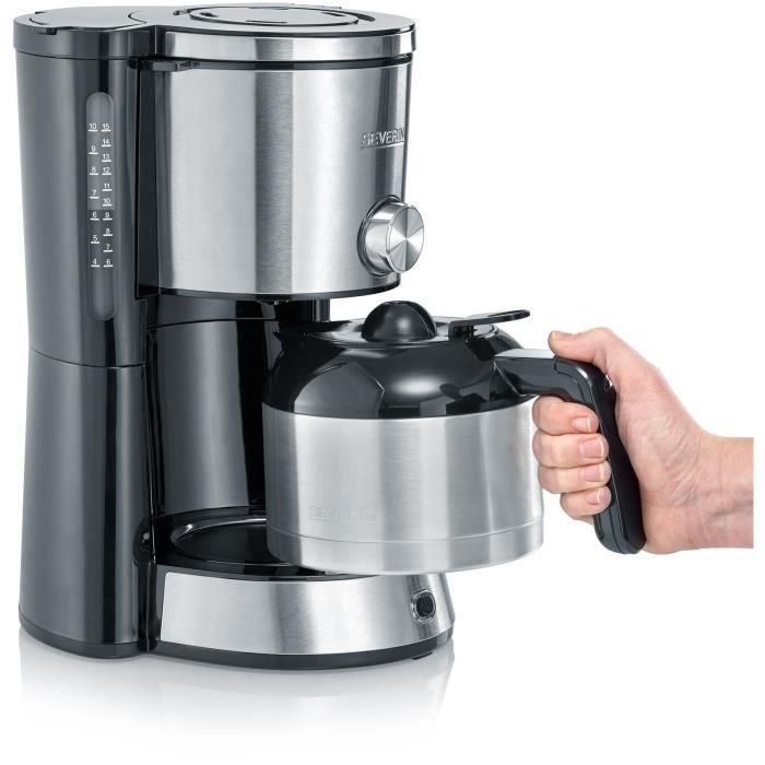 SEVERIN KA4845 Cafetera con filtro isotérmico TypeSwitch, Selector de aroma, 8 tazas, Capacidad: 1 L, Potencia: 1000 W, Acero inoxidable / Negro 2