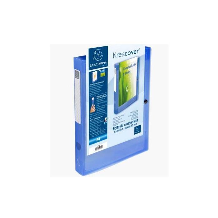 Exacompta Carpeta de Proyectos Krea Cover 40 mm, Cierre con Clip, A4, PP, Azul