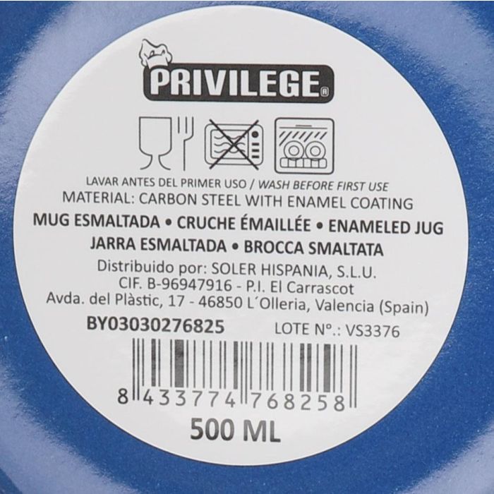 Taza esmaltada Privilege 500 ml - Varios colores y diseños (24 Unidades) 9 Taza esmaltada Privilege 500 ml - Varios colores y diseños (24 Unidades) 9