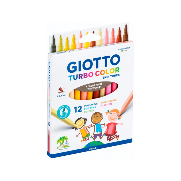 Giotto Rotulador Turbo Color Skin Tones Lavable Punta Bloqueada Caja 12 Colores Surtidos 4