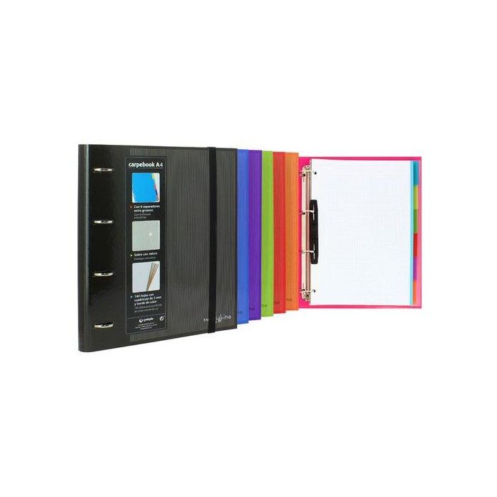Carpebook Multiline A4 4An.35Mm Verde Con Recambio Y 6 Separadores Extra Gruesos. (Set de 2)