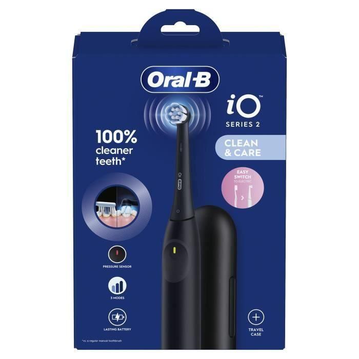 Cepillo de dientes eléctrico - Oral-B - iO2 - Negro - 3 modos - Temporizador de 2 minutos 1 Cepillo de dientes eléctrico - Oral-B - iO2 - Negro - 3 modos - Temporizador de 2 minutos 1