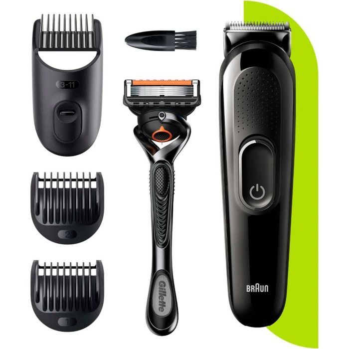 Braun SK3300 Recortadora de Barba y Bigote Inalámbrica para Hombre - 8 Longitudes (0.5-11mm), 3 Peines de Precisión, Batería 40min, Color Negro