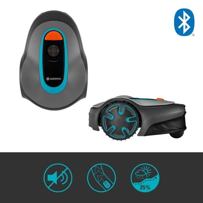 Gardena SILENO minimo Robot Cortacésped 500m² | Bluetooth | Silencioso | Corta Lluvia | Limpieza Manguera | Control App 1