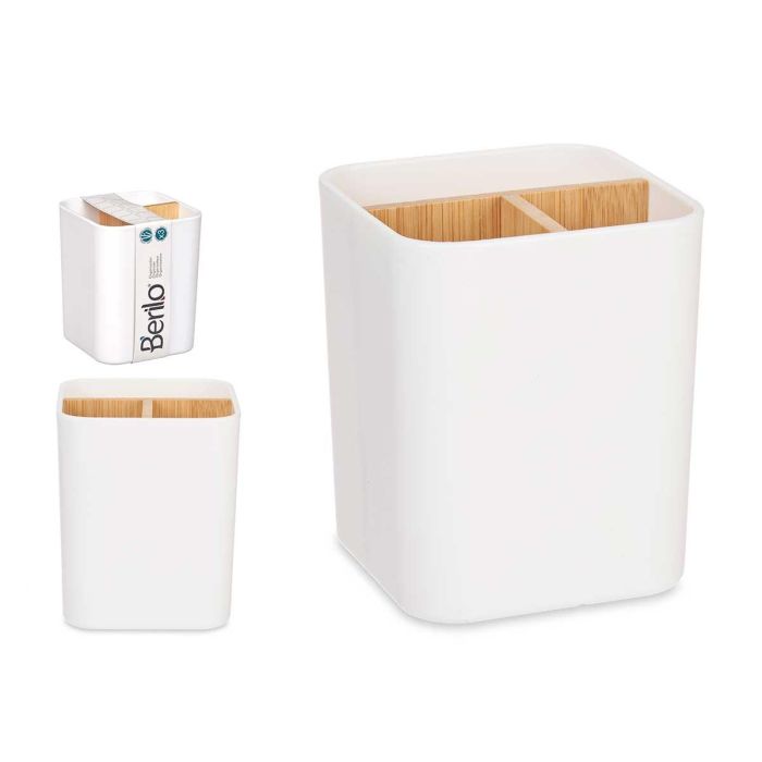 Organizador Cuadrado 3 Huecos Bambú Blanco Berilo 9x11x9 cm (6 Unidades) Organizador Cuadrado 3 Huecos Bambú Blanco Berilo 9x11x9 cm (6 Unidades)