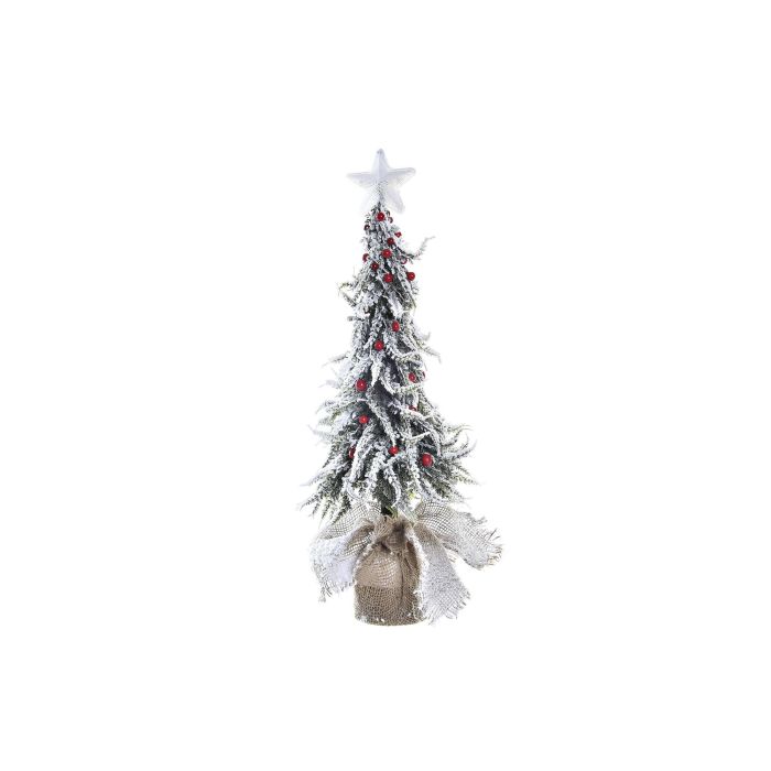 DKD Home Decor Árbol de Navidad Tradicional Verde Rojo con Luces LED y Fabricado en PVC 65 cm Alto (Pack 2 Unidades)
