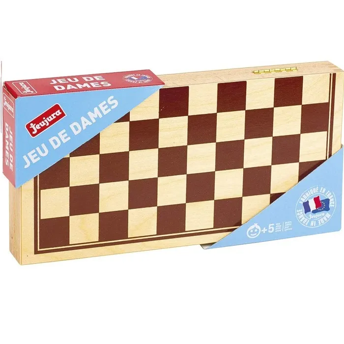 Jeujura Juego de Damas de Madera en Caja Plegable Serigrafiada para Niños a Partir de 5 Años 2 Jeujura Juego de Damas de Madera en Caja Plegable Serigrafiada para Niños a Partir de 5 Años 2