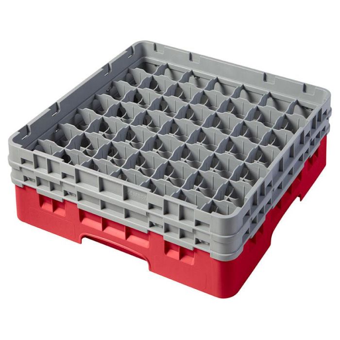 CAMBRO - 49S434-163 - Cesta de lavado 49 comp. 2 alturas - 6 cm Ø máx. - alt. máx. 13,5 cm - 50 x 50 x 18,4 cm - Rojo