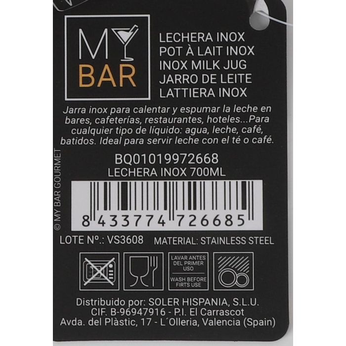 Lechera Inoxidable 700 ml My Bar (12 Unidades) 6 Lechera Inoxidable 700 ml My Bar (12 Unidades) 6
