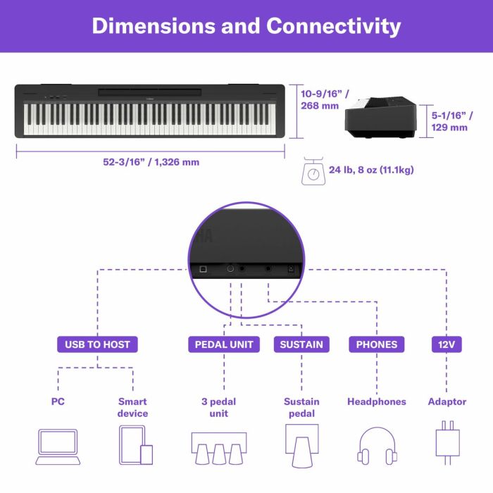 Teclado YAMAHA P-145BT 7
